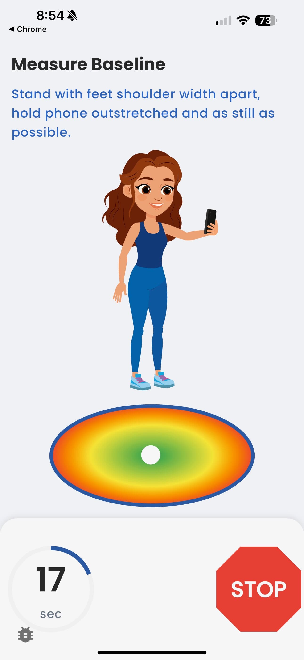 SteadyUp baseline measurement screen